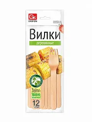 Вилки одноразовые ГРИФОН деревянные 12шт