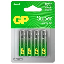 Батарейки алкалиновые ДЖИ-ПИ Супер 15А АА 4шт