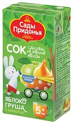 Сок САДЫ ПРИДОНЬЯ яблоко груша с мякотью 125мл