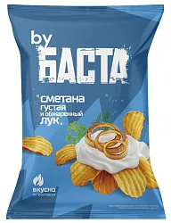 Чипсы БАСТА рифленые сметана густая и обжаренный лук 120г