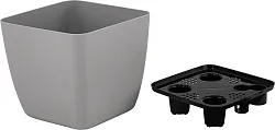 Горшок для цветов ИНГРИН Виенна квадратный французский платан c дренажной вставкой 1.5л арт.IG680310105