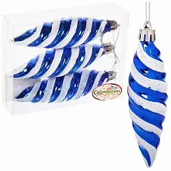 Елочная игрушка СЕРПАНТИН Сосульки снежные синяя 3шт