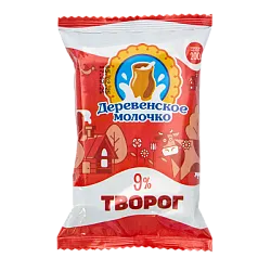 Творог ДЕРЕВЕНСКОЕ МОЛОЧКО бзмж 9% флоупак 200г