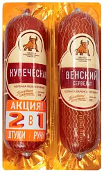 Сервелат СПК Венский в/к+Колбаса СПК Купеческая п/к 760г Промо