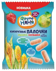 Кукурузные палочки ФРУТОНЯНЯ яблоко клубника 20г
