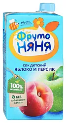 Сок ФРУТОНЯНЯ яблоко персик без сахара 0.5л