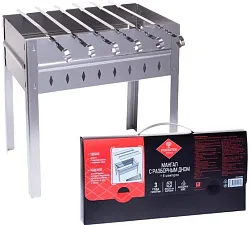 Мангал ФОРЕСТЕР Мобайл разборный со складным дном 40*25см с шампурами 6шт