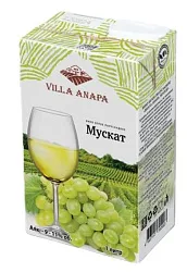 Вино ВИЛЛА АНАПА Мускат белое п/сл 9-11% т/пак 1л