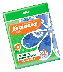 Салфетка ХОЗЯЮШКА МИЛА Вальс цветов микрофибра 30*30см