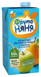 Сок ФРУТОНЯНЯ яблоко груша без сахара 0.5л