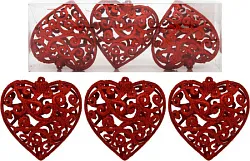 Набор елочных украшений ТАМ-ТАМ Ажурные сердца красные 3шт арт.AR3/179L1003MG/R