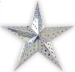 Подвеска новогодняя СФЕРА Звезда бумажная 60см серебряная арт.3-1242-2