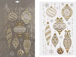 Наклейки витражные ТАМ-ТАМ Елочные украшения золото и серебро 29*41см арт.JZ060419-2
