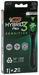 Станок для бритья БИК Гибрид 3 флекс сенситив с 2 кассетами