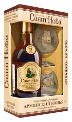 Коньяк САЯТ НОВА 5 звезд 40% ПК 0.5л+2 бокала