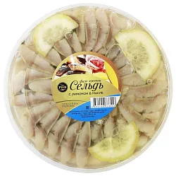 Сельдь РИФ филе-кусочки с лимоном в масле 180г