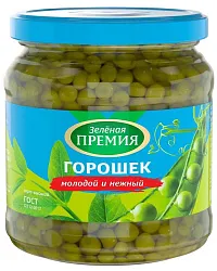 Горошек ЗЕЛЕНАЯ ПРЕМИЯ зеленый ст/б 450г