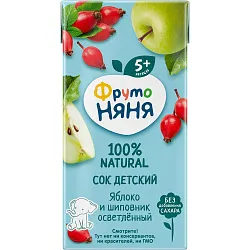 Сок ФРУТОНЯНЯ яблоко шиповник осветленный 0.2л