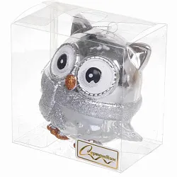 Елочное украшение СЕРПАНТИН Мудрая сова цвет серебро