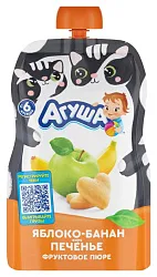 Пюре АГУША яблоко банан печенье м/у 90г