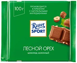 Шоколад РИТТЕР СПОРТ молочный с дробленым орехом 100г