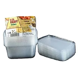 Контейнер АП прямоугольный 10.8*8.2*4.8см с крышкой 250мл 10шт арт.504918