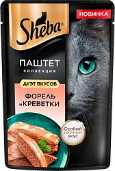Корм для кошек ШЕБА Дуэт вкусов форель и креветки паштет 75г