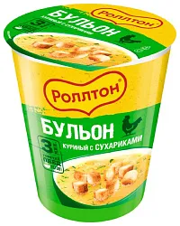 Бульон РОЛЛТОН куриный с сухариками стакан 30г