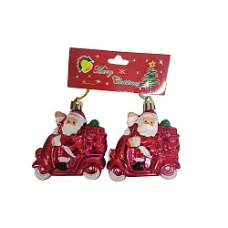 Елочное украшение СФЕРА Санта на машине 7см 2шт арт.12-0009