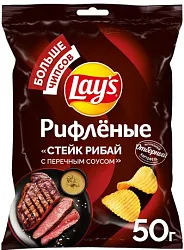 Чипсы ЛЕЙС рифленые Стейк Рибай с перечным соусом 50г