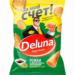 Снеки кукурузные ДЕЛУНА Рожки со вкусом соевого соуса и васаби 85г