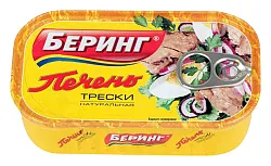 Печень тресковых рыб БЕРИНГ натуральная ж/б ключ 120г