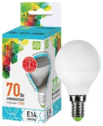Лампа светодиодная АСД LED-шар 7.5Вт 160-260В 4000К Е14