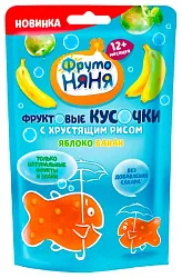 Фруктовые кусочки ФРУТОНЯНЯ яблоко банан с хрустящим рисом м/у 12г