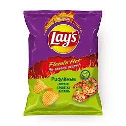 Чипсы ЛЕЙС рифленые острая креветка васаби 105г