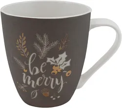 Кружка НАТАМ Новогоднее пожелание графитовая фарфор 540мл арт.KRJYD600-2