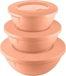 Миска ХЕЛЬСИНКИ персиковая карамель с крышкой 3шт арт.PT128010040