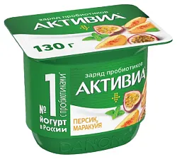 Биойогурт АКТИВИА персик маракуйя бзмж 2.9% 130г