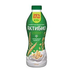 Биойогурт АКТИБИО со злаками бзмж 1.6% 870г