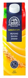 Биойогурт ДЕРЕВЕНСКОЕ МОЛОЧКО яблоко банан злаки бзмж 2.5% пюр/пак 450г