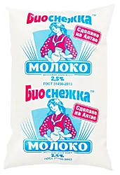 Молоко БИОСНЕЖКА пастер бзмж 2.5% п/пак 900мл