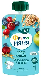 Пюре ФРУТОНЯНЯ яблоко ягоды овсяные хлопья м/у 90г