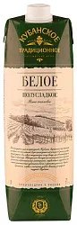 Вино КУБАНСКОЕ Традиционное белое п/сл 10-12% т/пак 1л