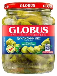 Огурчики ГЛОБУС с ягодами можжевельника ст/б 500мл