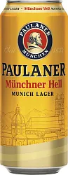 Пиво ПАУЛАЙНЕР Мюнхенское светлое 4.9% ж/б 0.5л