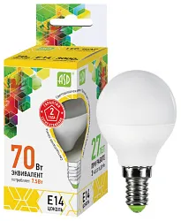Лампа светодиодная АСД LED-шар 7.5Вт 160-260В 3000К Е14