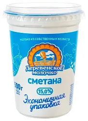 Сметана ДЕРЕВЕНСКОЕ МОЛОЧКО бзмж 15% стакан 500г