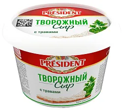 Сыр творожный ПРЕЗИДЕНТ с травами бзмж 54% 140г