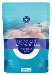 Соль КРЫМСКИЙ СОЛЕПРОМЫСЕЛ морская натуральная в/с 500г