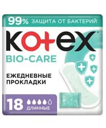 Прокладки ежедневные КОТЕКС Био-кеа длинные 18шт